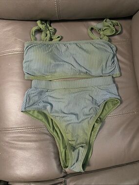 Wallflower Two-Piece Ribbed Bikini in Sage Green
